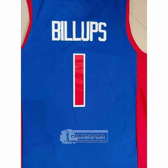 Camiseta Detroit Pistons Chauncey Billups NO 1 Mitchell & Ness 2003-04 Azul